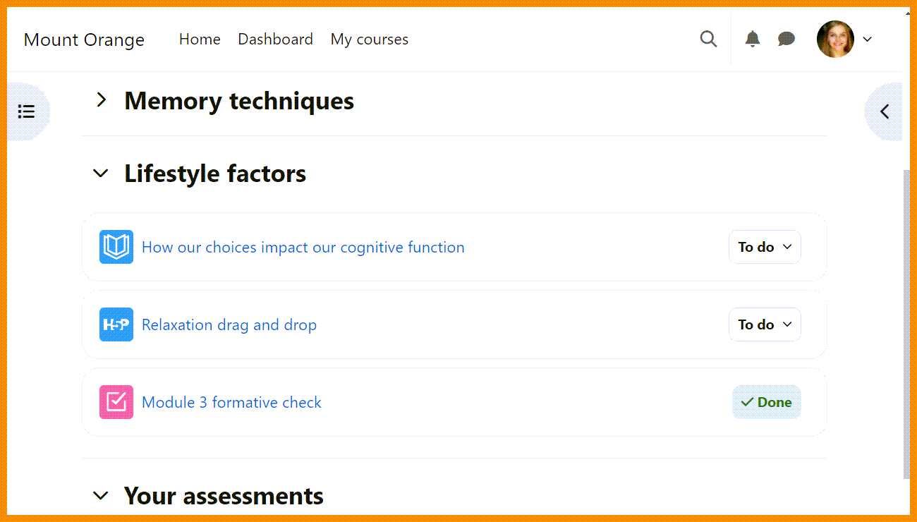 Streamlined appearance of resource and activity items