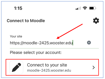 Moodle mobile app login enter URL