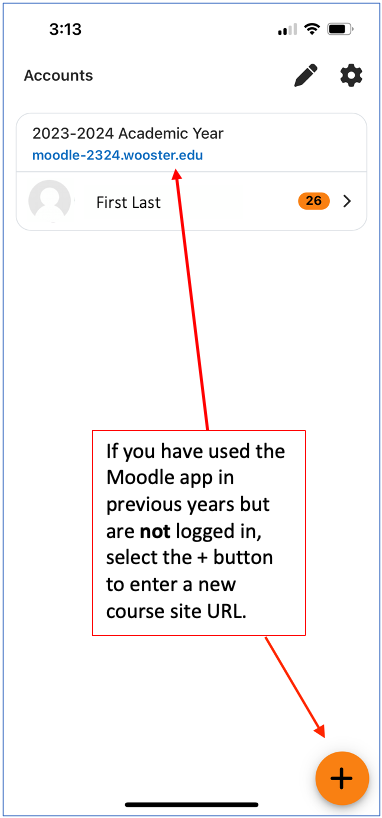 Moodle mobile app login-add new site